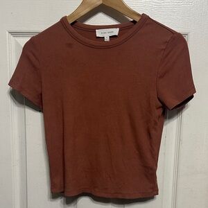 Pink Rose Women's Short Sleeve Tee in Warm Brown